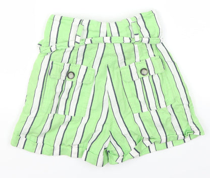 Topshop Womens Green Striped  Mom Shorts Size 8