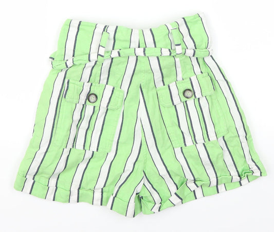 Topshop Womens Green Striped  Mom Shorts Size 8
