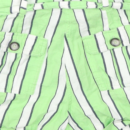 Topshop Womens Green Striped  Mom Shorts Size 8