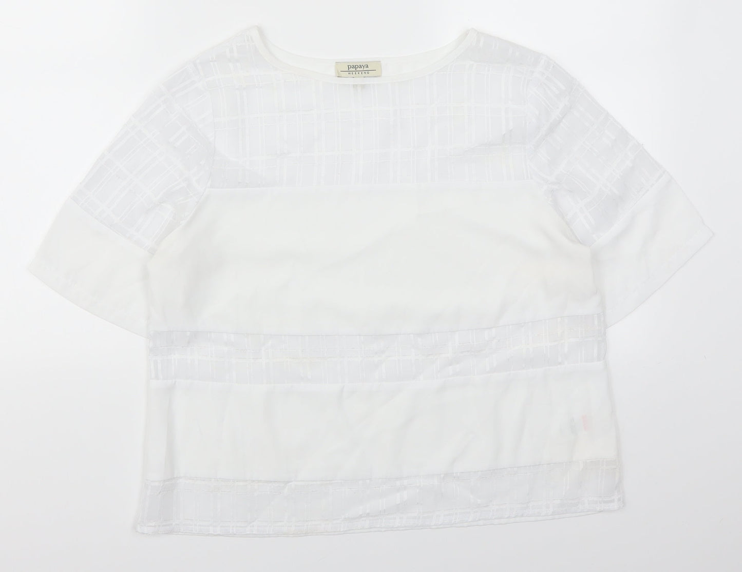 Womens UK Size 12 Papaya White Basic T-Shirt