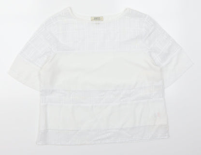 Womens UK Size 12 Papaya White Basic T-Shirt