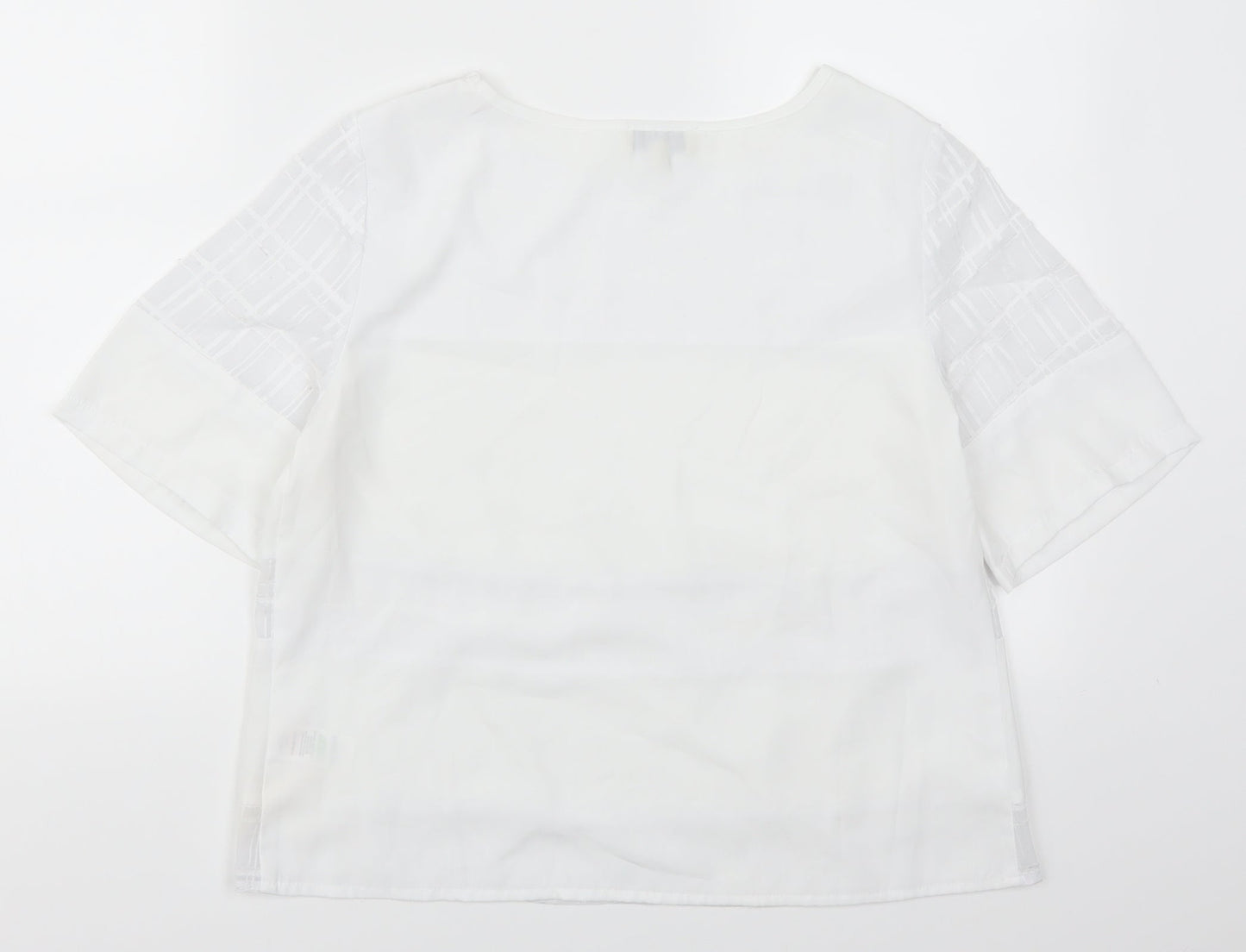 Womens UK Size 12 Papaya White Basic T-Shirt