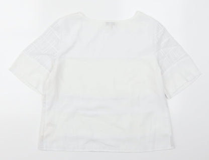 Womens UK Size 12 Papaya White Basic T-Shirt