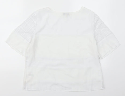 Womens UK Size 12 Papaya White Basic T-Shirt