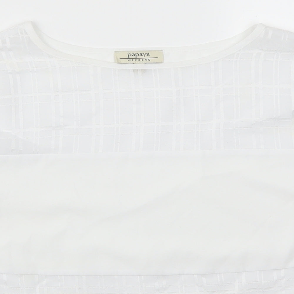 Womens UK Size 12 Papaya White Basic T-Shirt