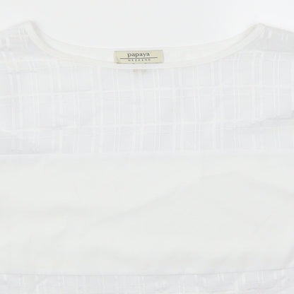 Womens UK Size 12 Papaya White Basic T-Shirt