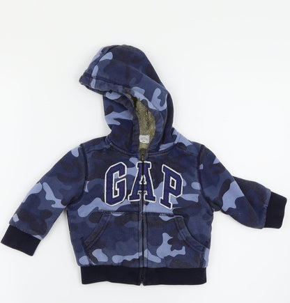 Gap Boys Blue Camouflage  Full Zip Jumper Size 6-9 Months