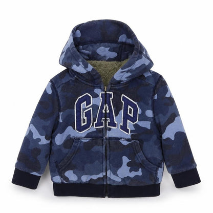 Gap Boys Blue Camouflage  Full Zip Jumper Size 6-9 Months