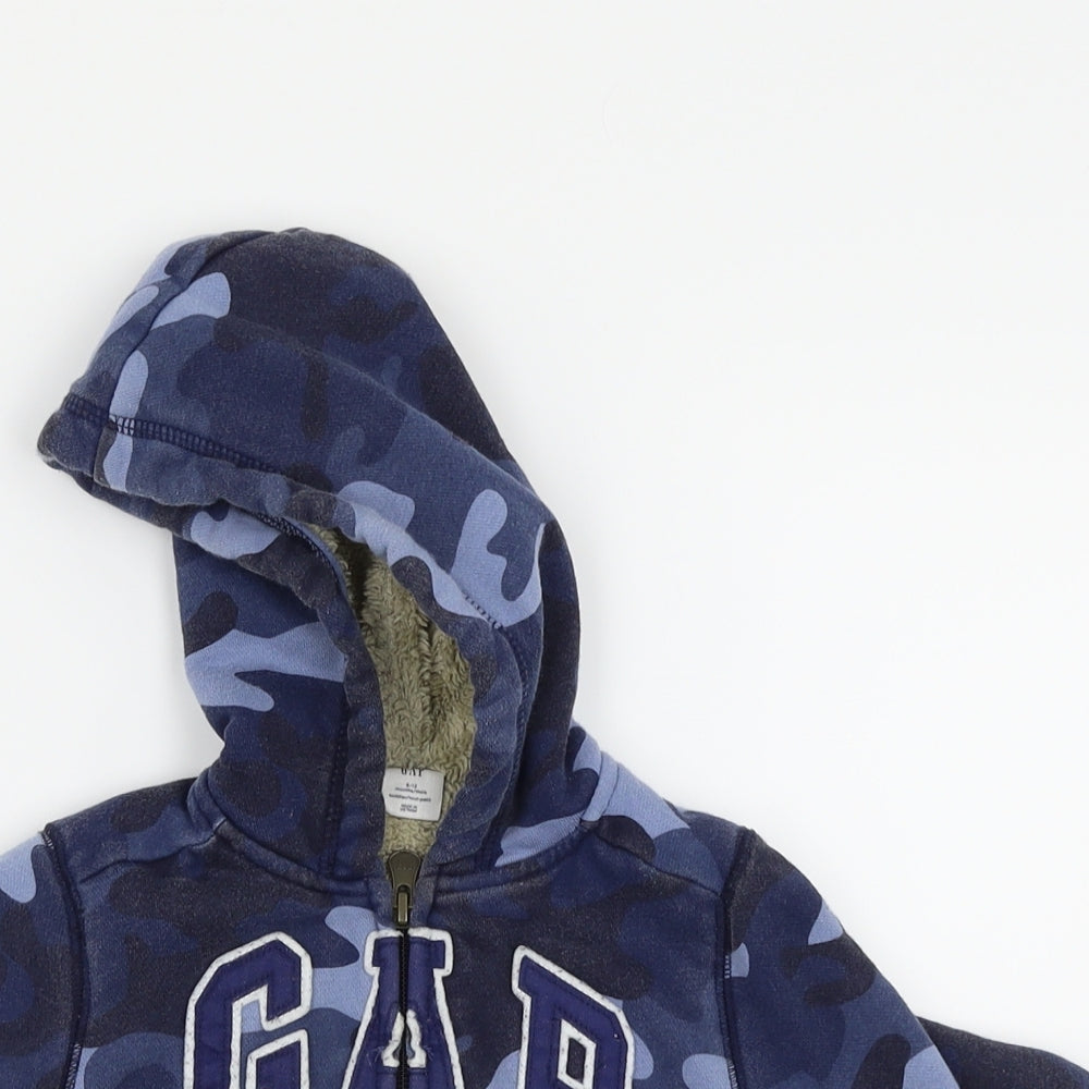 Gap Boys Blue Camouflage  Full Zip Jumper Size 6-9 Months