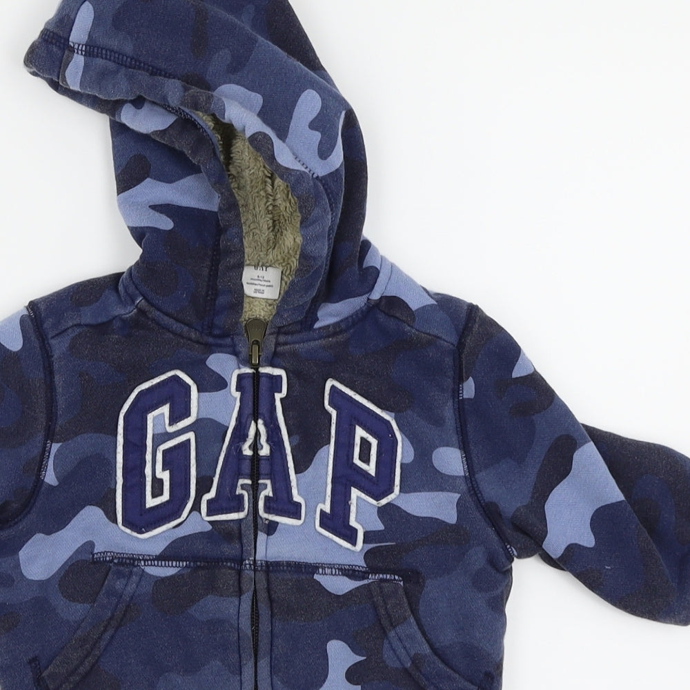 Gap Boys Blue Camouflage  Full Zip Jumper Size 6-9 Months