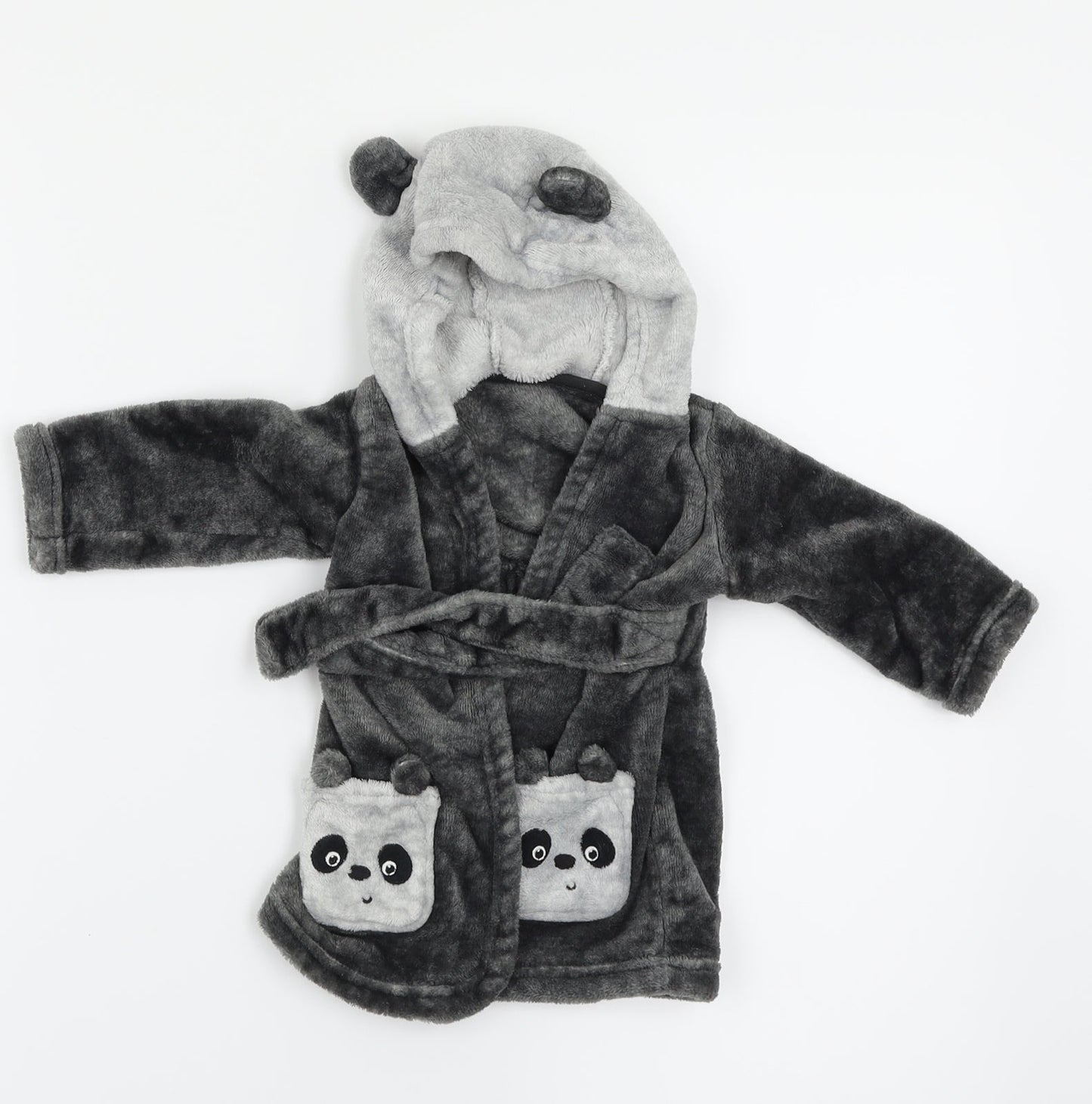 George Girls Grey Solid  Kaftan Robe Size 3-6 Months  - Panda