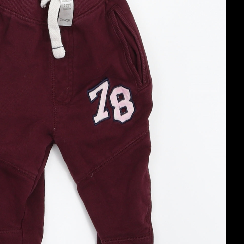 George Girls Purple   Jogger Trousers Size 0-3 Months