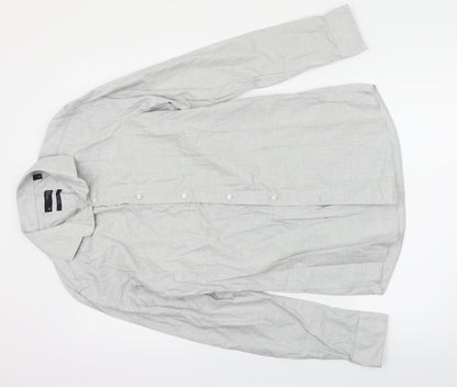 Mens UK Size M NEXT Grey  Button-Up Long Sleeve Casual Shirt
