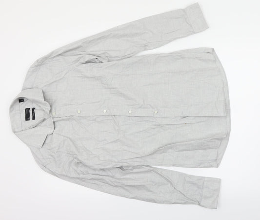 Mens UK Size M NEXT Grey  Button-Up Long Sleeve Casual Shirt