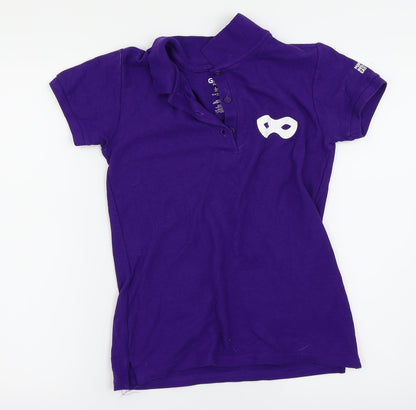 Womens UK Size S Gildan Purple Basic Polo