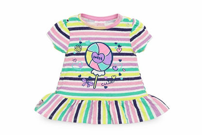 So Cute Girls Multicoloured Striped  Basic Dress Shirt Size 9-12 Months