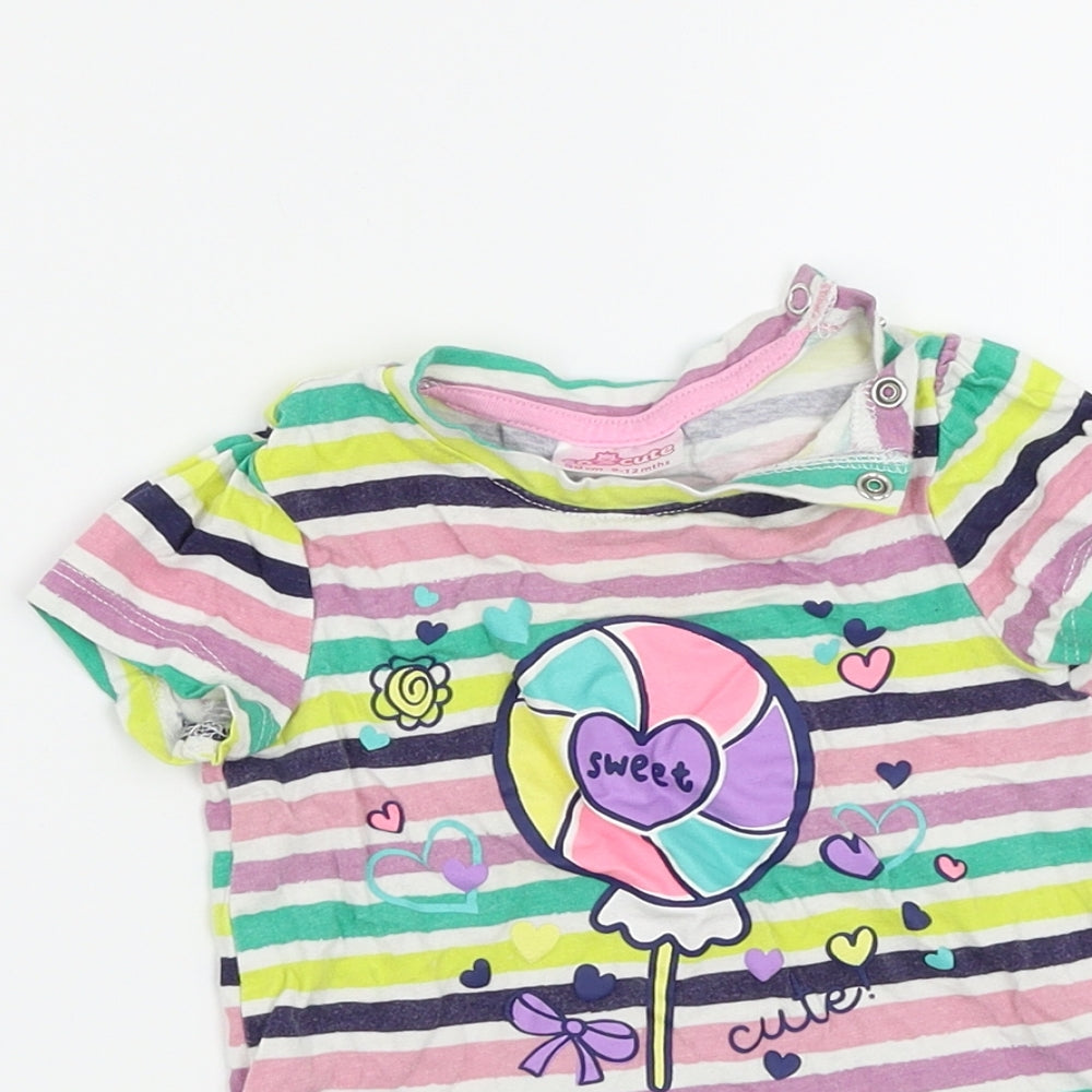So Cute Girls Multicoloured Striped  Basic Dress Shirt Size 9-12 Months