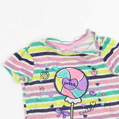So Cute Girls Multicoloured Striped  Basic Dress Shirt Size 9-12 Months