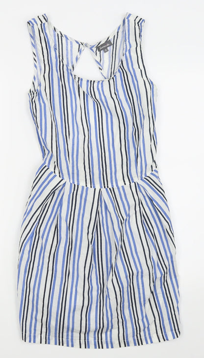 senorita Womens White Striped  Fit & Flare  Size S
