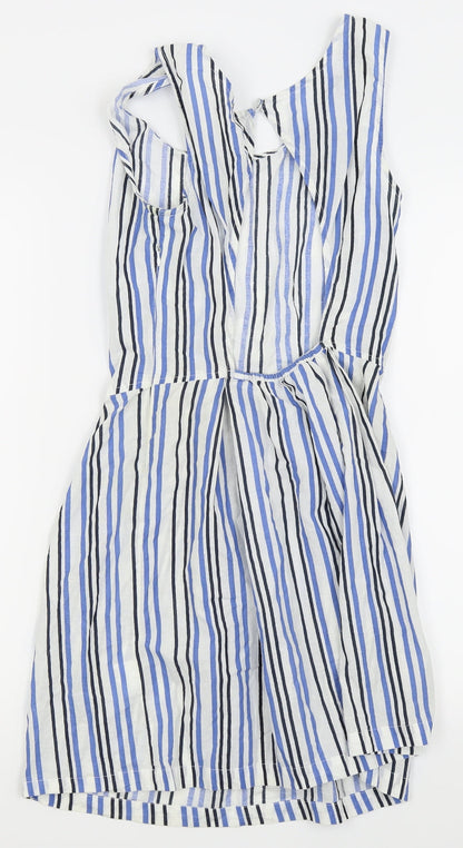 senorita Womens White Striped  Fit & Flare  Size S