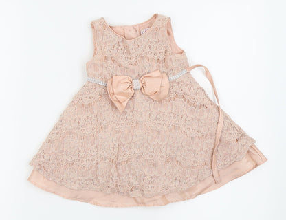 Bloome Girls Pink Floral  Fit & Flare  Size 24 Months