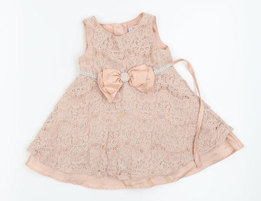 Bloome Girls Pink Floral  Fit & Flare  Size 24 Months