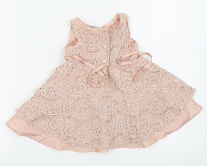 Bloome Girls Pink Floral  Fit & Flare  Size 24 Months