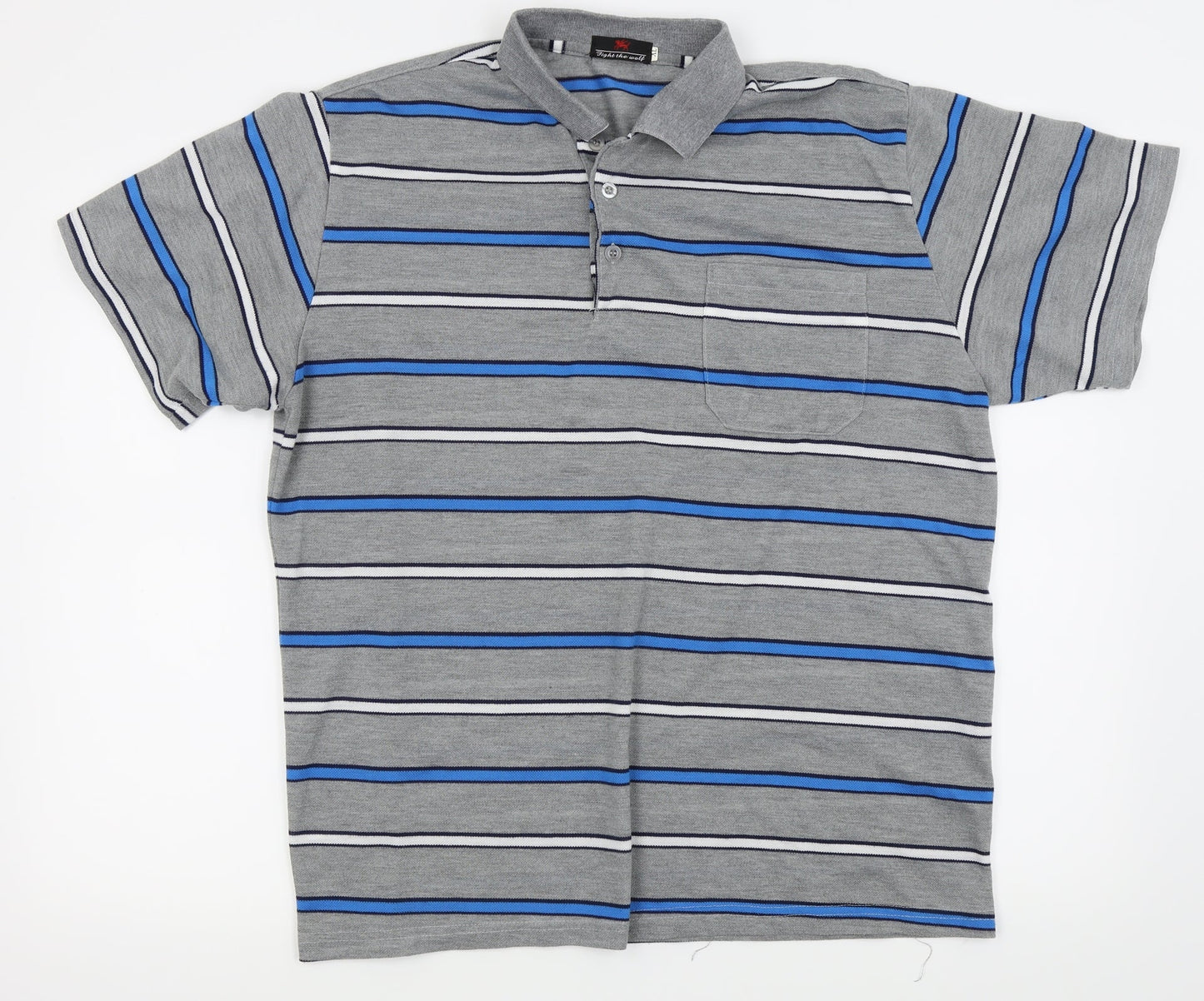 fight the wolf Mens Grey Striped   Polo Size XL