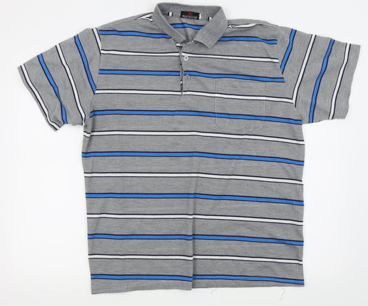 fight the wolf Mens Grey Striped   Polo Size XL