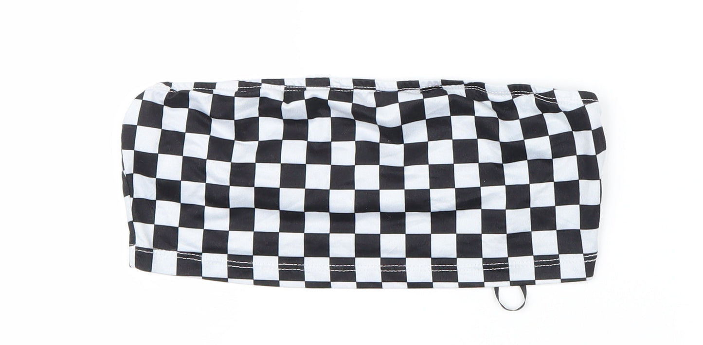 SheIn Womens Black Check  Basic T-Shirt Size 6  - Tube top