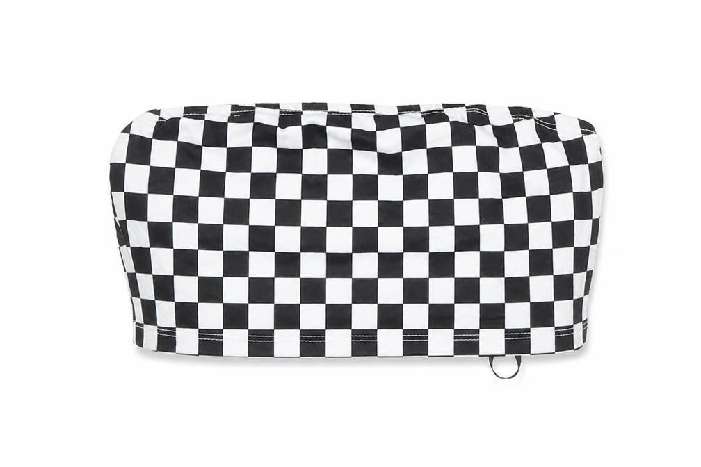 SHEIN Womens Black Check  Basic T-Shirt Size 6  - Tube top