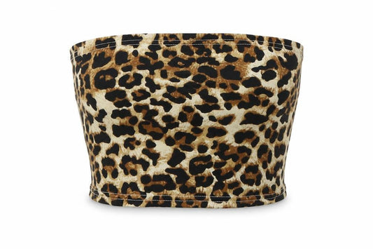 SHEIN Womens Brown Animal Print  Basic T-Shirt Size 6  - Tube top
