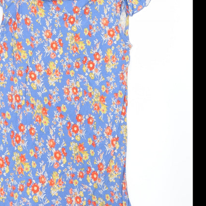 Womens UK Size 8 Papaya Blue Basic T-Shirt