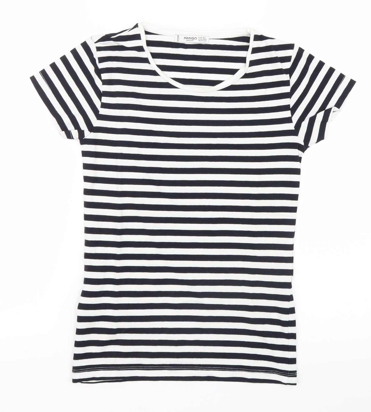 Womens UK Size 4 Mango Black Basic T-Shirt