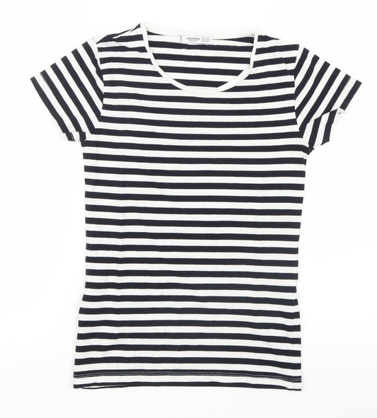 Womens UK Size 4 Mango Black Basic T-Shirt