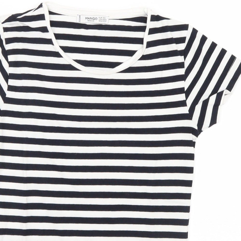 Womens UK Size 4 Mango Black Basic T-Shirt