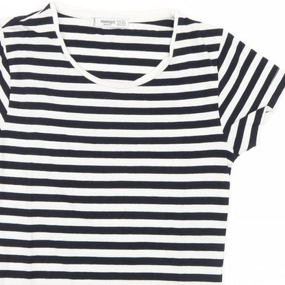 Womens UK Size 4 Mango Black Basic T-Shirt