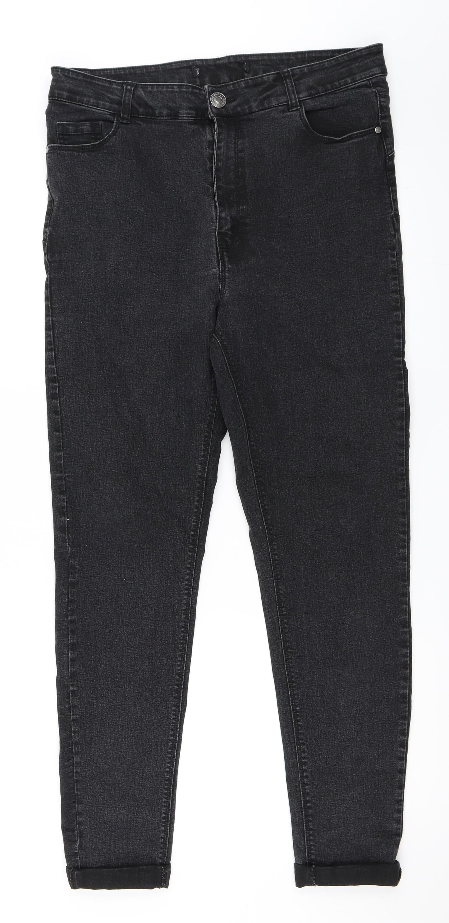 Pep&Co Womens Black  Denim Straight Jeans Size 14 L27 in
