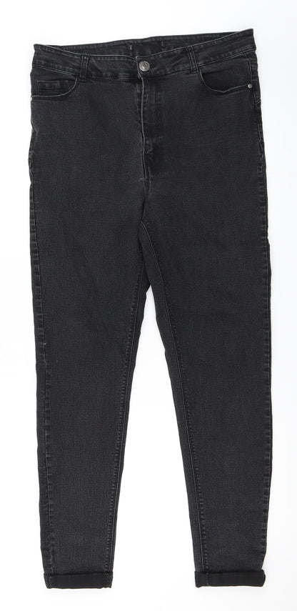 Pep&Co Womens Black  Denim Straight Jeans Size 14 L27 in
