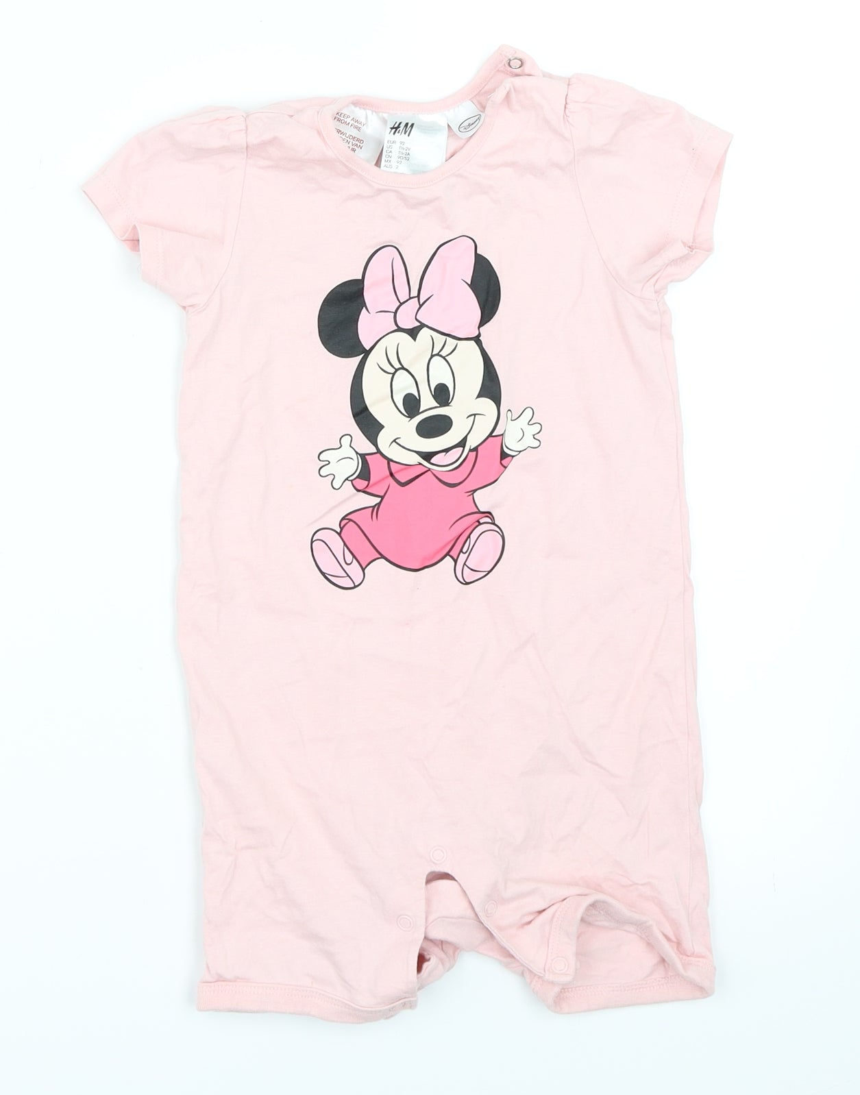 H&M Girls Pink   Babygrow One-Piece Size 18-24 Months  - Minnie Mouse