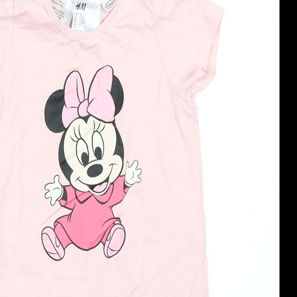 H&M Girls Pink   Babygrow One-Piece Size 18-24 Months  - Minnie Mouse