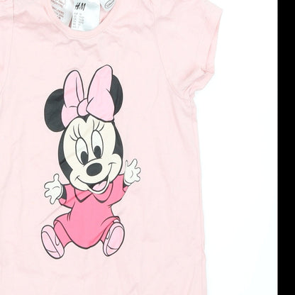 H&M Girls Pink   Babygrow One-Piece Size 18-24 Months  - Minnie Mouse