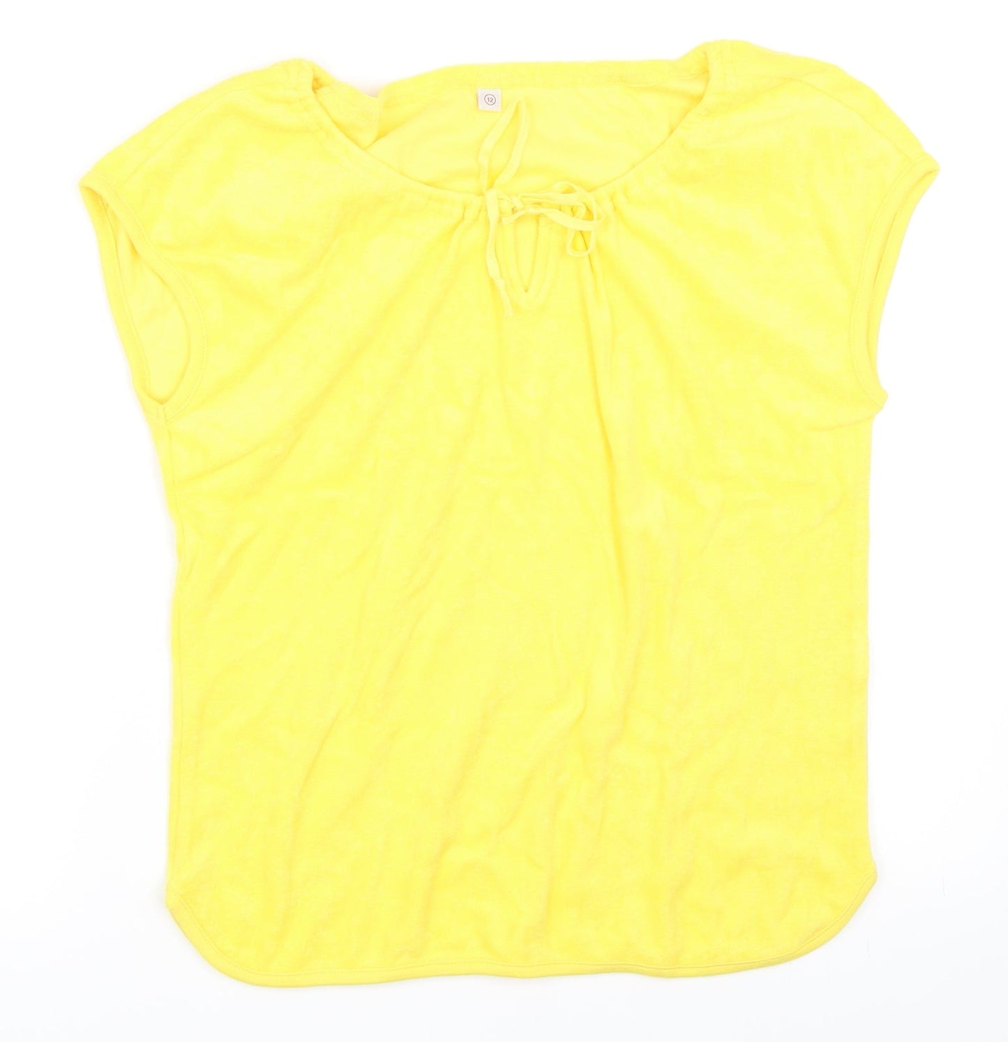 Womens UK Size 12 Preworn Yellow Basic T-Shirt