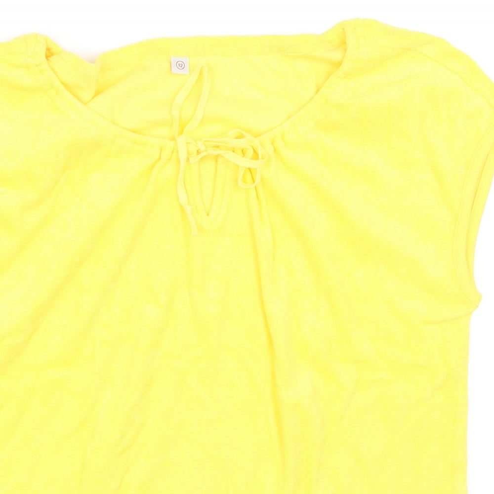 Womens UK Size 12 Preworn Yellow Basic T-Shirt