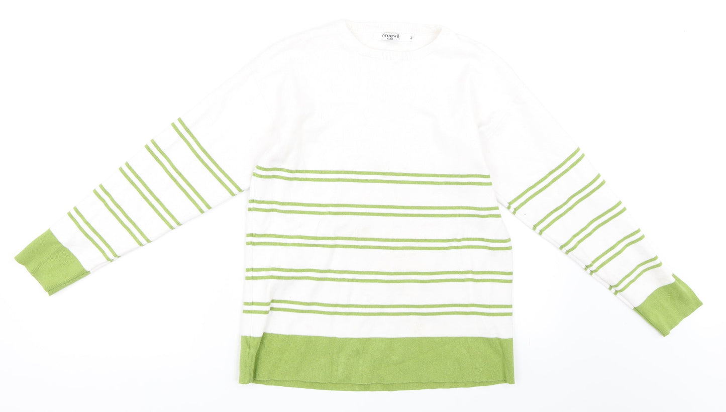 Sweewe Womens Green Striped  Pullover Jumper Size M