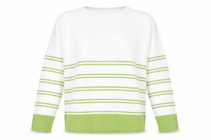 Sweewë Womens Green Striped Pullover Jumper Size M