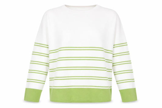 Sweewë Womens Green Striped Pullover Jumper Size M