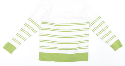 Sweewe Womens Green Striped  Pullover Jumper Size M