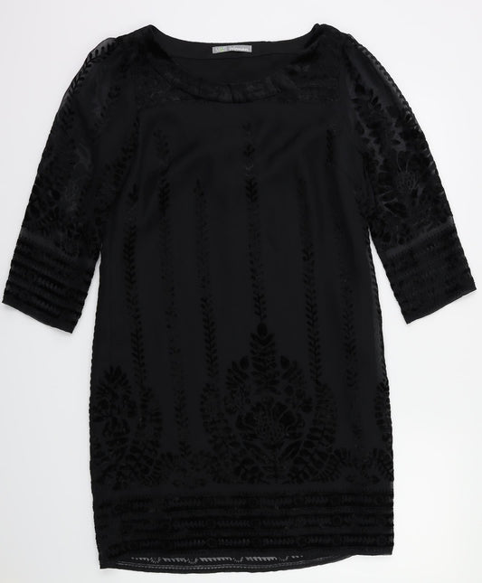 m&s Womens Black Floral  Fit & Flare  Size 8