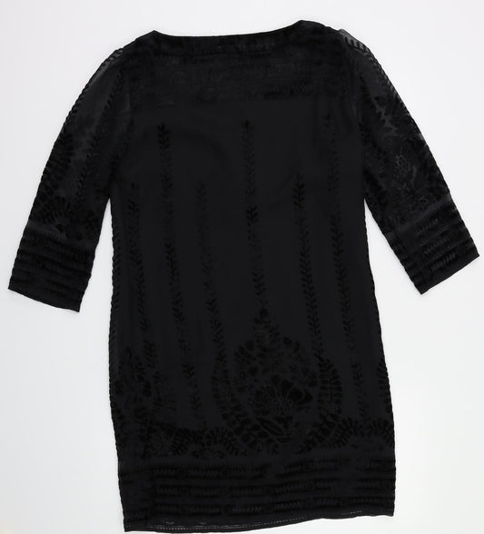 m&s Womens Black Floral  Fit & Flare  Size 8